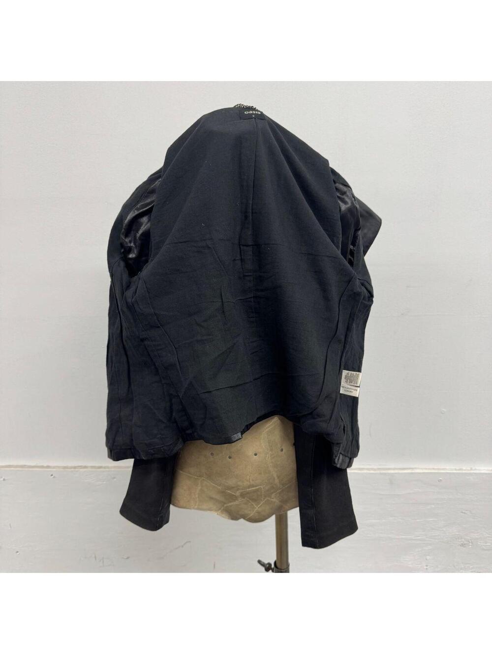 Vintage Black Funnel Neck Asymmetric Avant Garde Leather Jacket - Picture 5 of 7